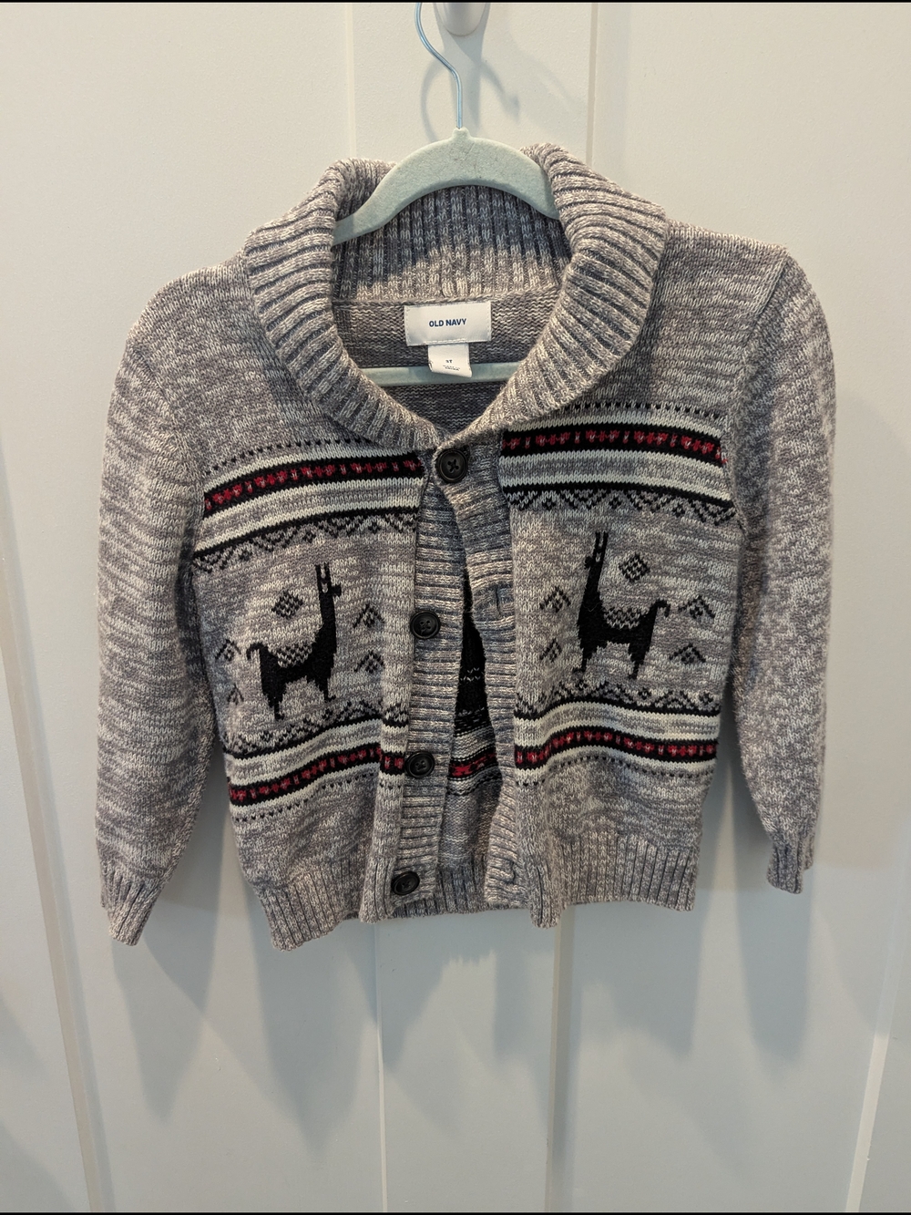 Old Navy Kids Gray Shawl Collar Llama Knit Cardigan